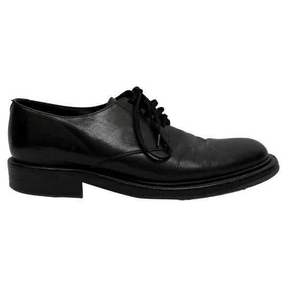 Saint Laurent Lace-Up Derby Shoes in Black Leather